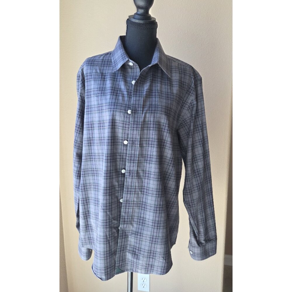 UNTUCKit Men’s Plaid Button-Down Shirt Large Slim Fit Wrinkle Free Cotton